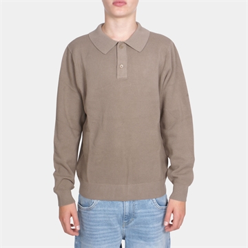 Grunt Ham LS Polo Knit Nature Melange